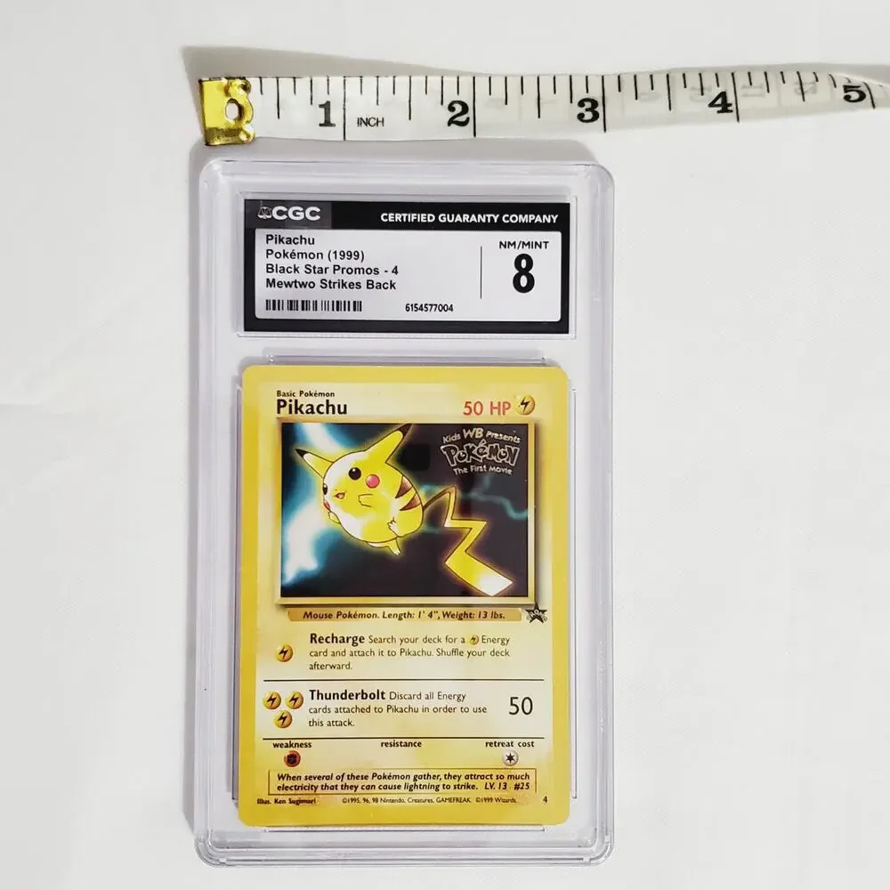 LNew-Vintage '99 Pikachu: Black Star Movie Promo Pokemon CGC Graded 8 EXMT+